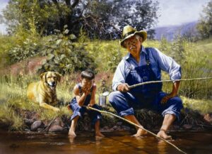 Дед и внук на рыбалке Дед и внук на рыбалке