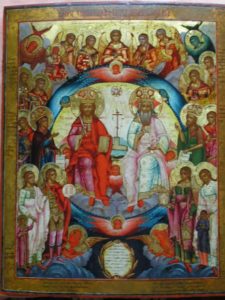 Троица Новозаветная, икона с КМВ. Троица Новозаветная, икона с КМВ.