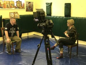 Григорий Николаевич Базлов дает интервью Череповецкому телевидению