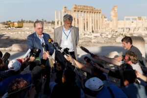 Работа зарубежных СМИ в городе Пальмире во время концерта «С молитвой о Пальмире».