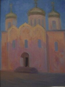 Белокаменный храм, освещённый солнцем. Белокаменный храм, освещённый солнцем.