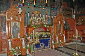 Мощи преп. Саввы Освященного в храме Благовещения Пресвятой Богородицы. Фото П. В. Платонова. Мощи преп. Саввы Освященного в храме Благовещения Пресвятой Богородицы © Фото П.В. Платонова