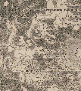 Семитопографическая карта Новгородской губернии Безкорниловича за 1847 г. Семитопографическая карта Новгородской губернии Безкорниловича за 1847 г.