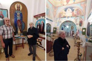 Эдуард Артемьев смотрит храм с витражами Эдуард Артемьев смотрит храм с витражами